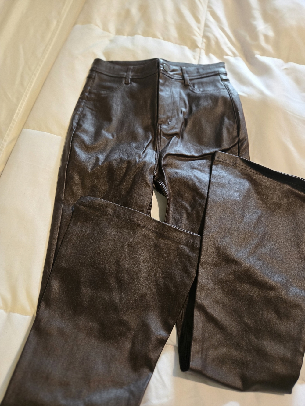 Windsor Brown Faux Leather Flare Jeans